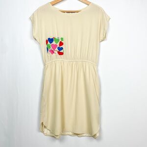 Lauren Moffatt Silk Heart Pocket Dress Size 6 Ivory Cream Blouson Pockets‎